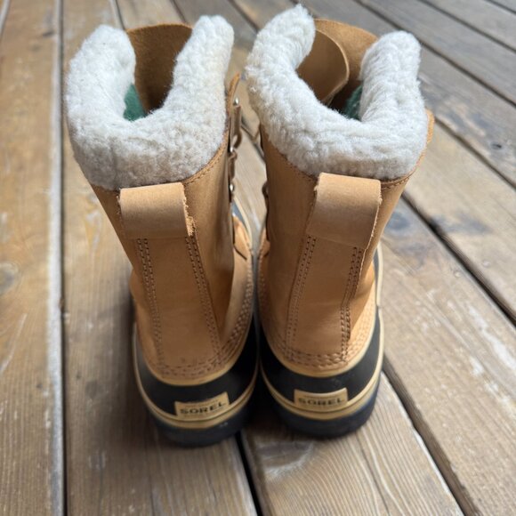 EUC Sorel Caribou Tan and Black Lace Up Waterproof Leather Boots in Women's 9 - Picture 6 of 13